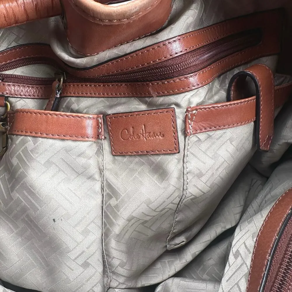 Cole Haan | Women | Genevieve Woven Leather Cognac Hobo Satchel Shoulder Handbag
